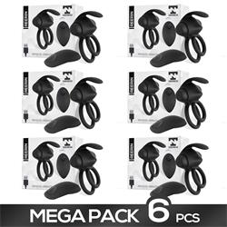 Pack of 6 Reerin Vibrating Double Penis Ring with Remote