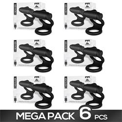 Pack of 6 Denver Double Penis Ring with Vibrating Bullet USB