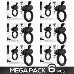 Pack 5+1 Dully Vibrating Ring USB Black Silicone