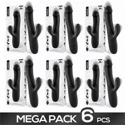 Pack of 6 Angus VIBRATOR WITH THRUSTING MOVEMENT 2 MOTORS SILICONE USB