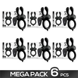 Pack 5+1 Earzy Remote Vibrating Cockring USB Blace
