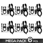 Pack of 6 Earzy Vibrating Penis Ring with Remote Control Magnetic USB Silicone