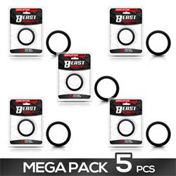 Pack of 5 Cock Ring Solid Silicone 3.5 cm Black