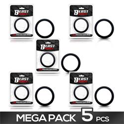Pack 4+1 55 mm Black Silicone Cock Ring