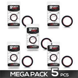 Pack of 5 Red & Black Ribbon Silicone Cock Ring 3.6 cm