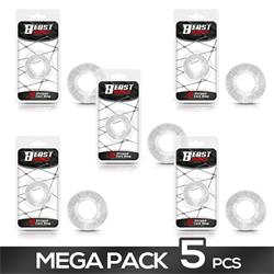 Pack de 5 Anillo para el Pene Striped Flexible Transparente 1.9 cm