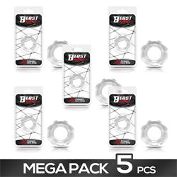 Pack de 5 Anillo para el Pene Súper Flexible Poligonal 2.2 cm Transparente