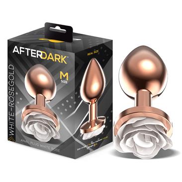 Rose Gold Anal Plug with White Rose M