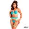 Harlow Bra+Garter+Panties+LegRing Yellow&Blue S-M