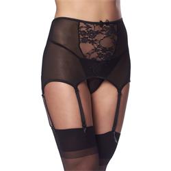 Wide Garter Belt with Stocking Black