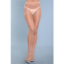 Everyday Wear Crotchless Pantyhose - Beige