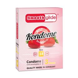Smoothglide Kondome Rot/Strawberry 54mm 3er Packun