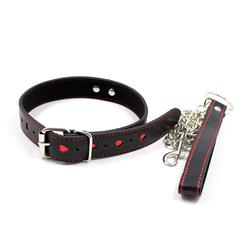 Collar with Metal Leash Black/Red