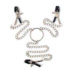 Nipple Clamps and Clit Clamps with Chain Silver
