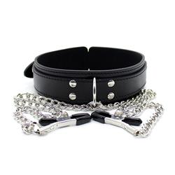 Collar with Nipple Clamps Black