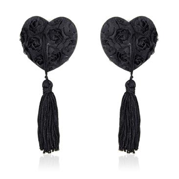 Rose Heart Nipple Covers Black