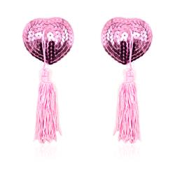 Heart Sequin Nipple Cover with Talssel Pink