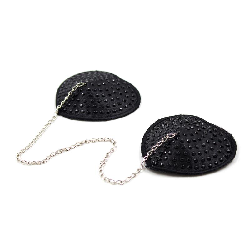 Nipple Covers with Metal Chain Black