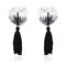 Self-Adhesive Heart Sequin Nipple Cover with Tassel Silver/Black