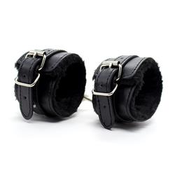 Fur Lined Ankle Restraints Black