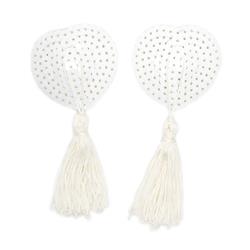 Round Sequin Nipple Cover with Tassel White