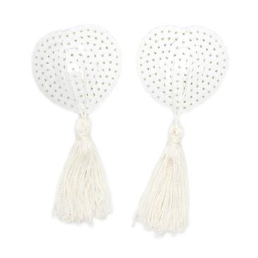 Round Sequin Nipple Cover with Tassel White