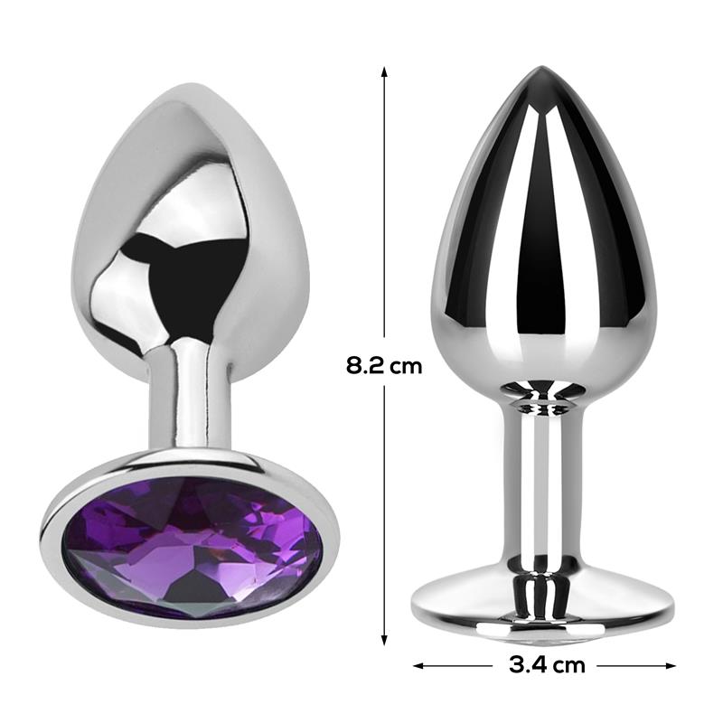 Butt Plug with Jewel Purple Amethyst Size M Aluminium