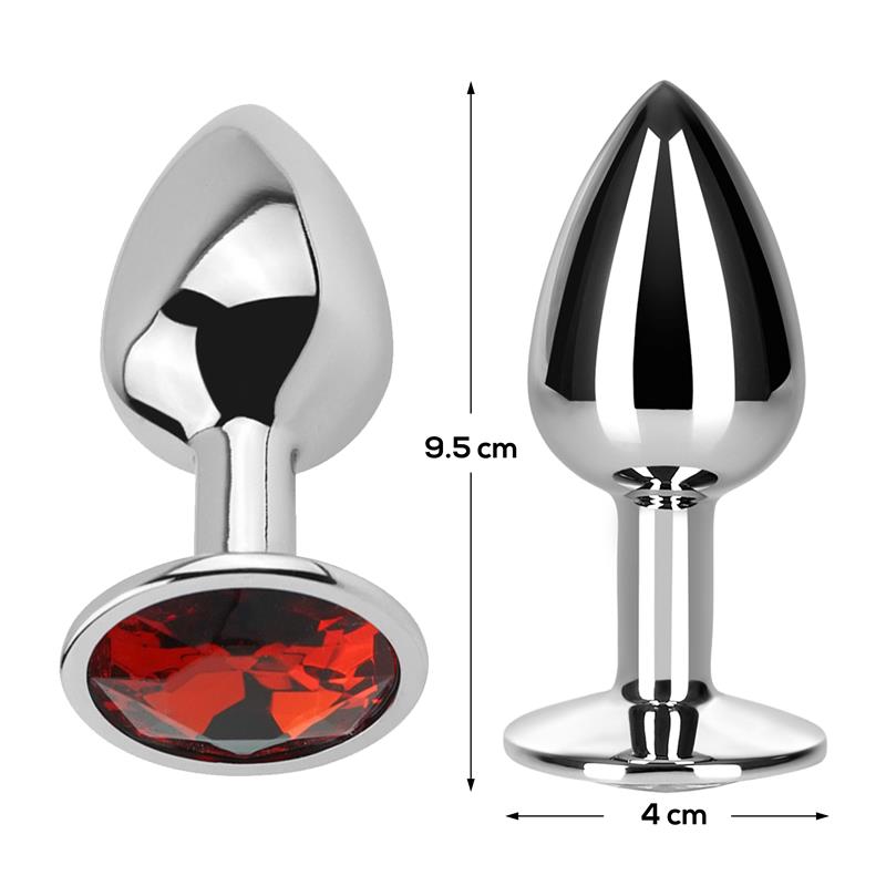 Butt Plug with Jewel Red Rubby Size L Aluminium