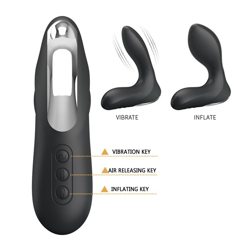 Anal Stimulator Inflatable Leonard Silicone USB Black