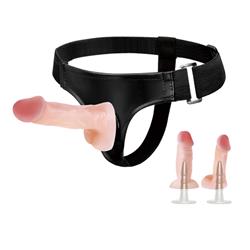 Strap-on, pu&plastic strap ,double mini tpr dildos