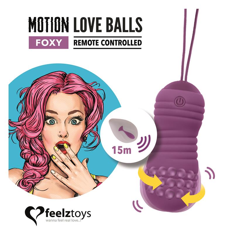 Motion Love Balls Vibrating Egg with Remote Control Foxy Purple
