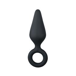 EasyToys Black Buttplugs With Pull Ring - Small