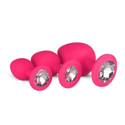 EasyToys Silicone Buttplug Set with Diamond - Pink