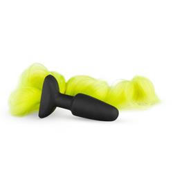 Silicone Butt Plug With Tail - Yellow