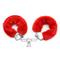 Furry Metal Hand Cuffs Red with Key