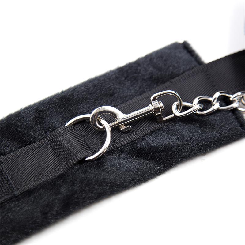 Handcuffs with Velcro with Long Fur Black