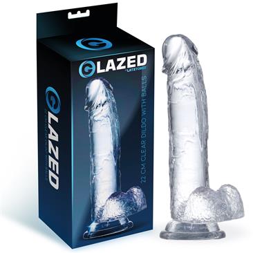 Glazed 22 cm. Clear Dildo with Balls