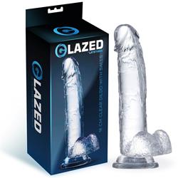 Glazed 18 cm. Clear Dildo with Balls