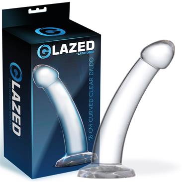 Glazed 18 cm. Curved Clear Dildo