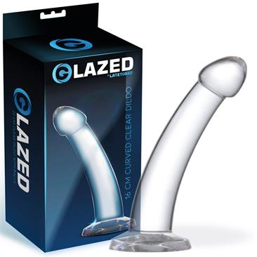 Glazed 16 cm. Curved Clear Dildo