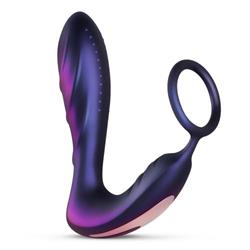 Black Hole Butt Plug with Penis/Testicles Ring with Remote Control USB